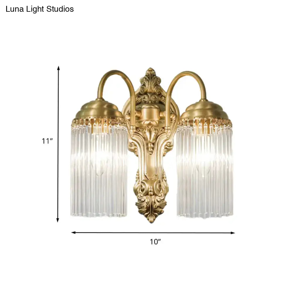 Brass Crystal Rod Sconce