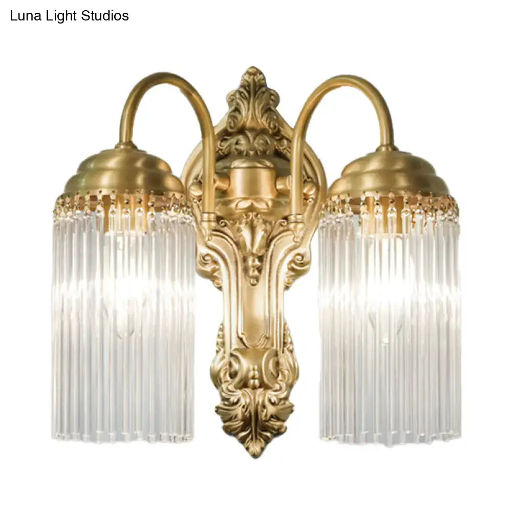 Brass Crystal Rod Sconce