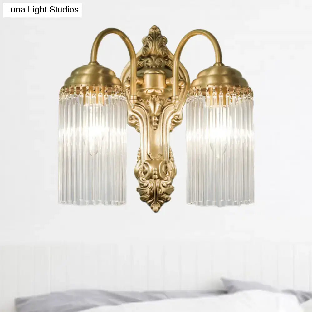 Brass Crystal Rod Sconce