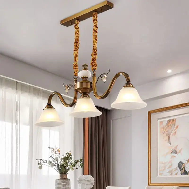 Antique Brass Three-Head Pendant Light Adjustable