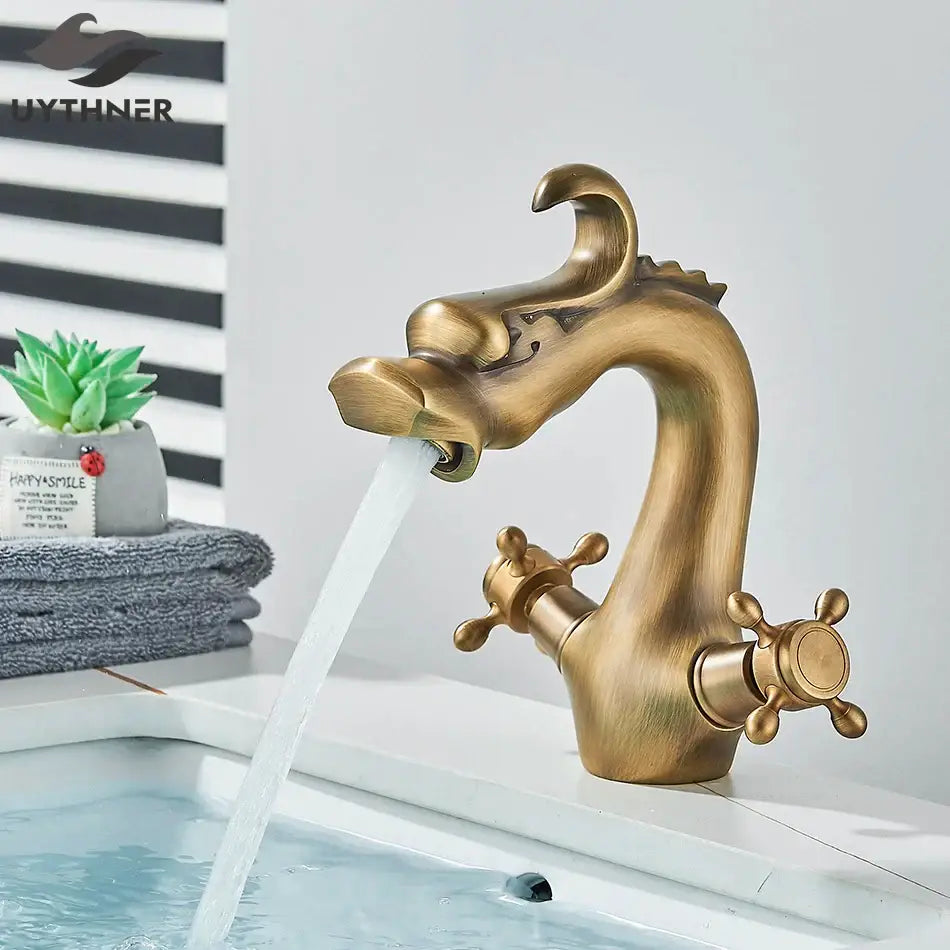Antique Brass Dragon Bathroom Faucet