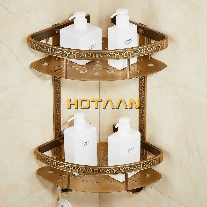 Brass Double Corner Shelf