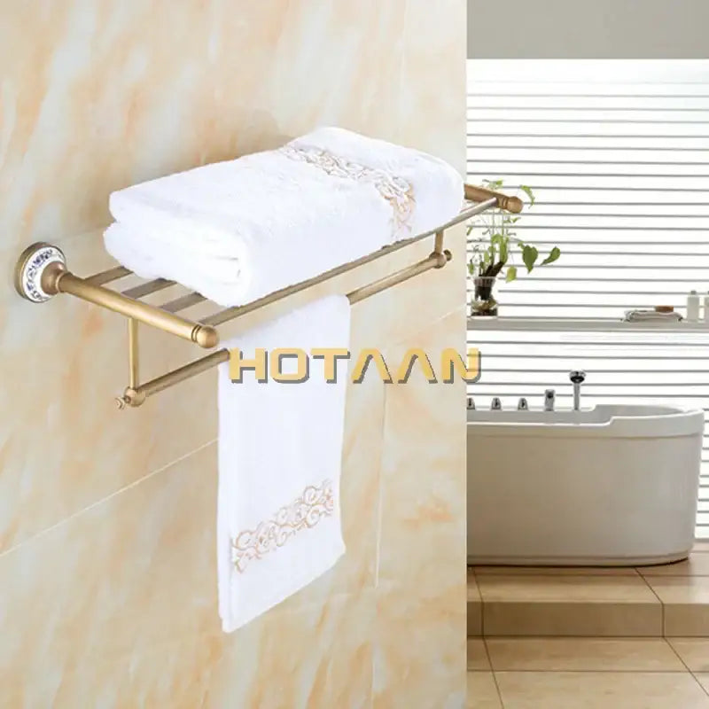 Brass Double Tier Towel Rack