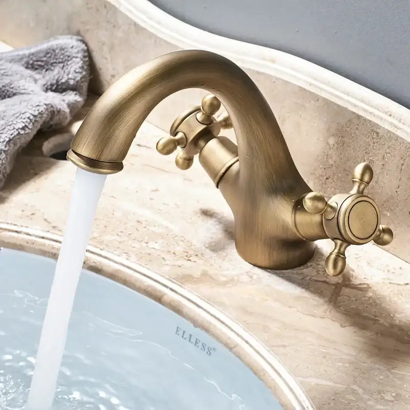 Antique Brass Dual Vanity Faucet