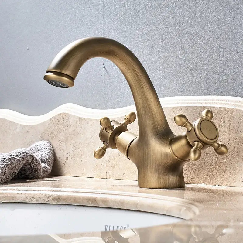 Antique Brass Dual Vanity Faucet