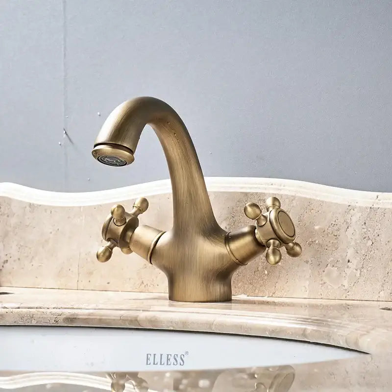 Antique Brass Dual Vanity Faucet