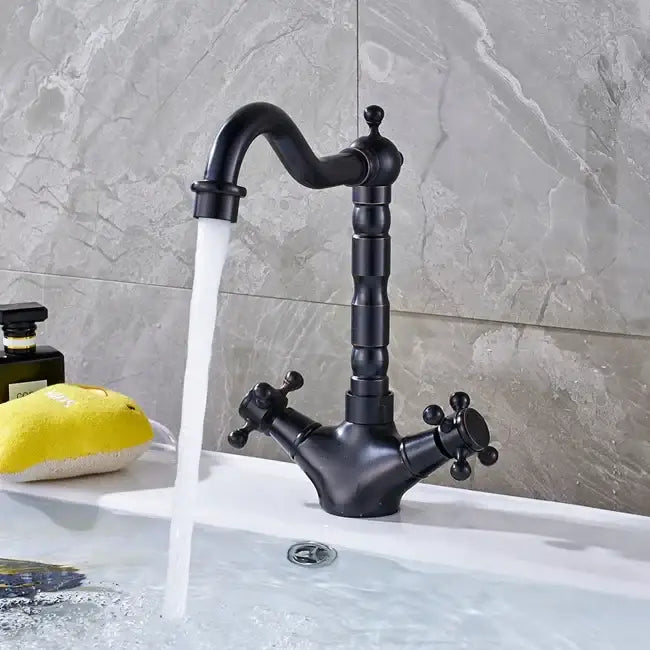 Antique Brass Dual Handle Kitchen Faucet