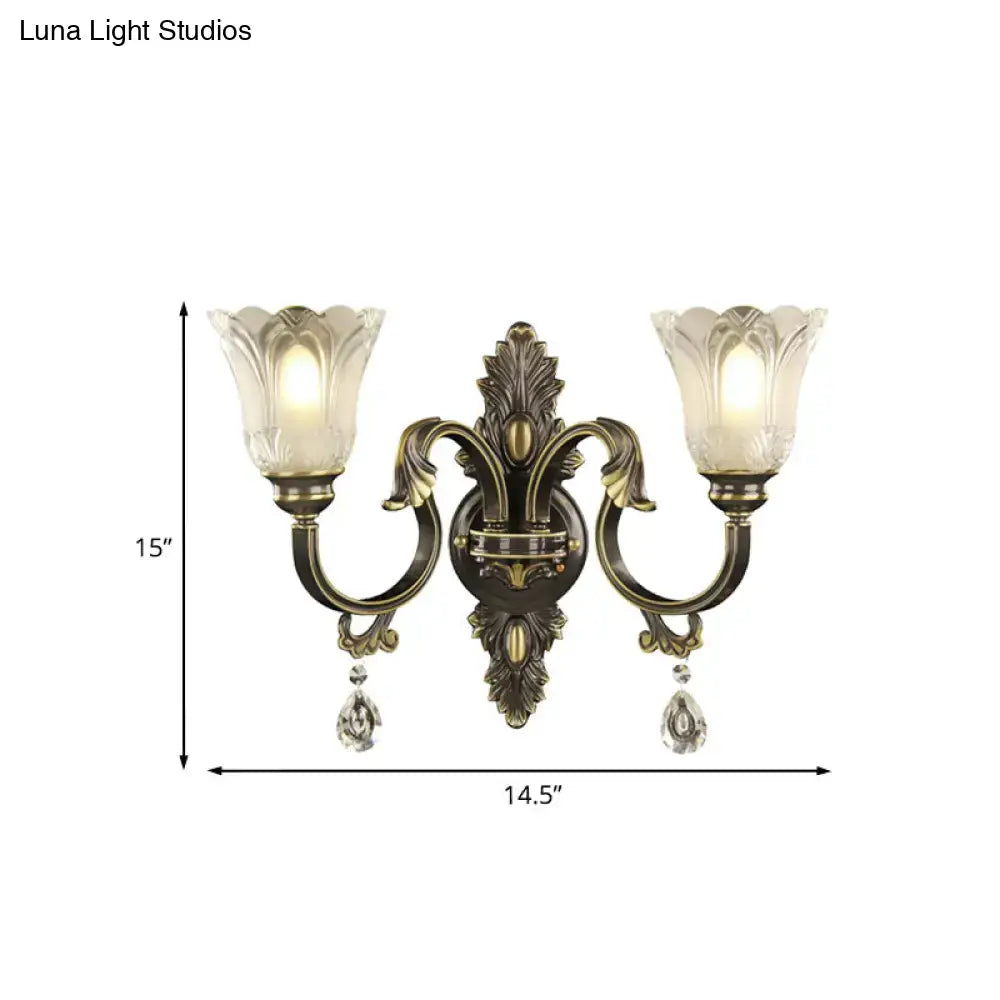Brass Floral Black Gold Wall Sconce