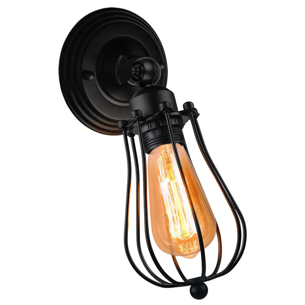 Rust Wire Cage Wall Lamp