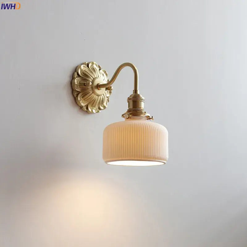 Brass Ribbed Glass Lights