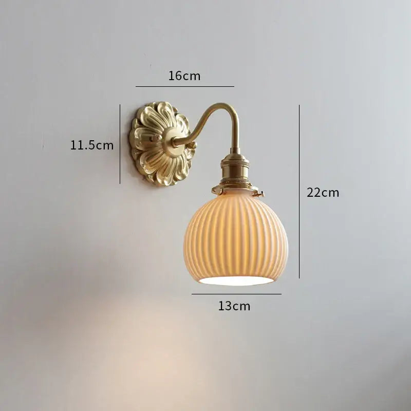 Brass Ribbed Glass Lights