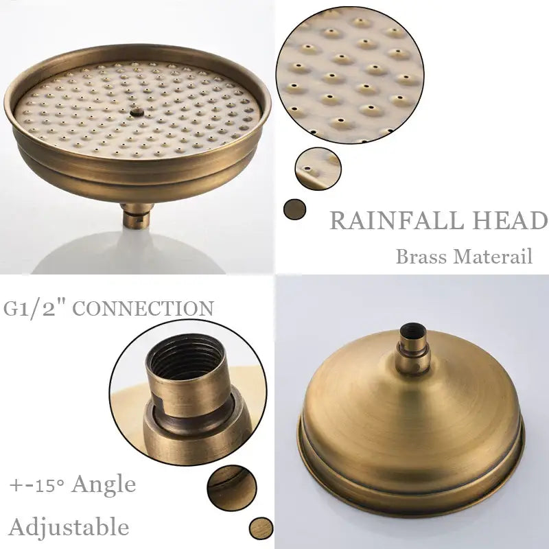Brass Rainhead Handshower Set