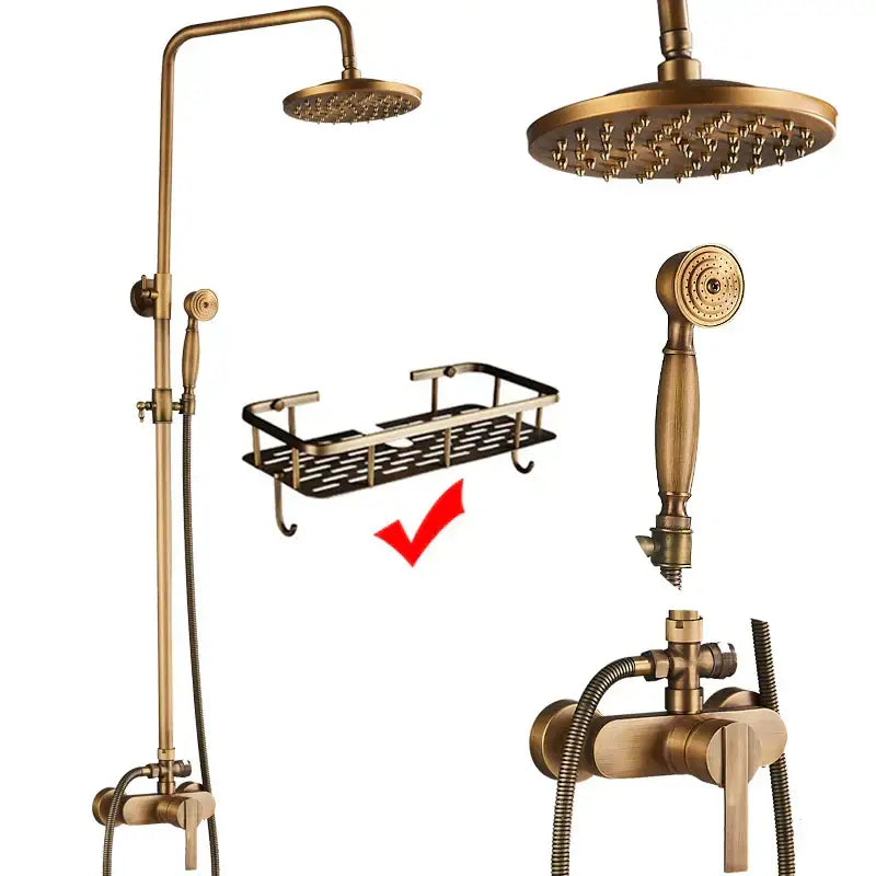 Brass Rainhead Handshower Set