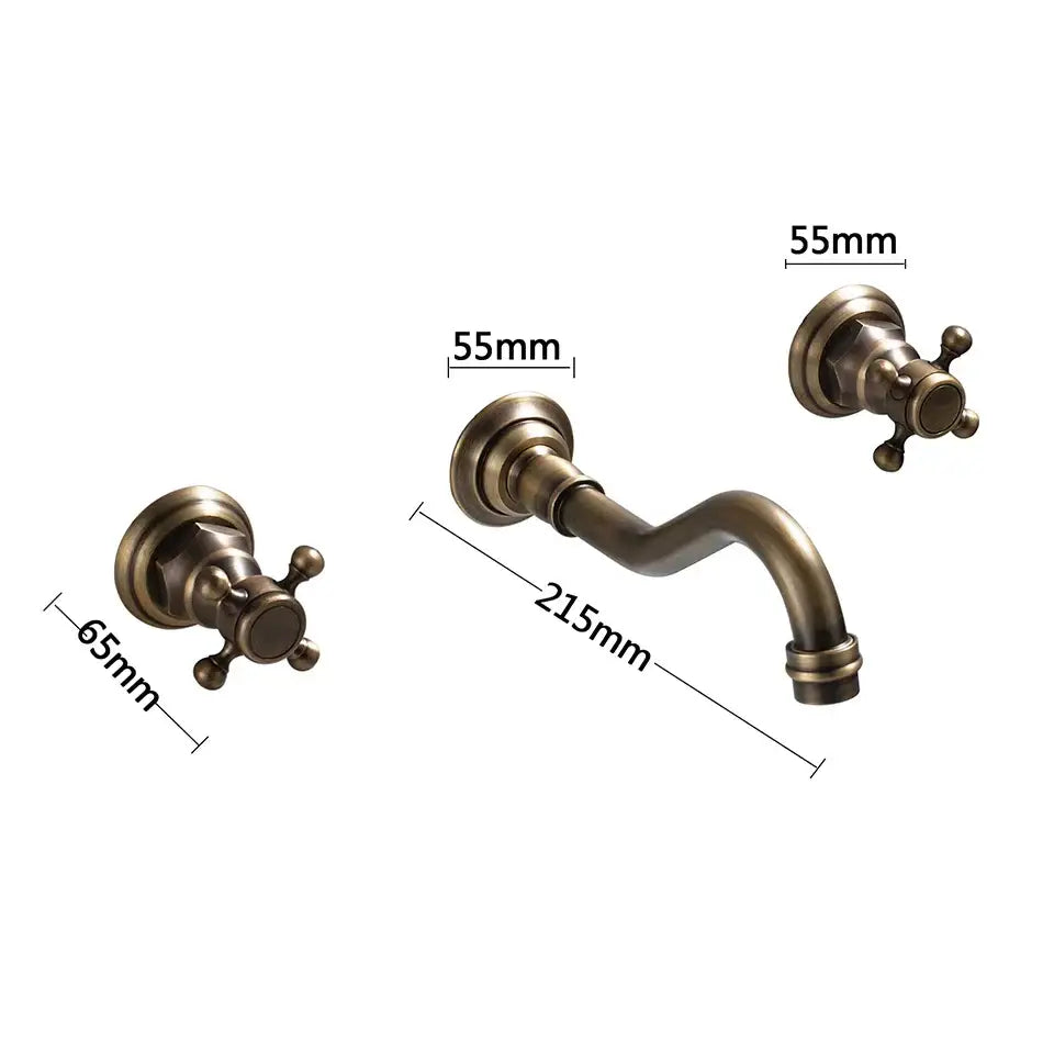 Antique Brass Basin Faucet Wall-Mounted