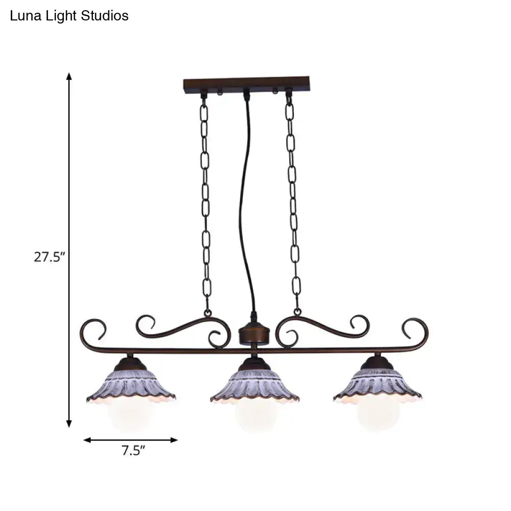 Bronze Scalloped Pendant Light