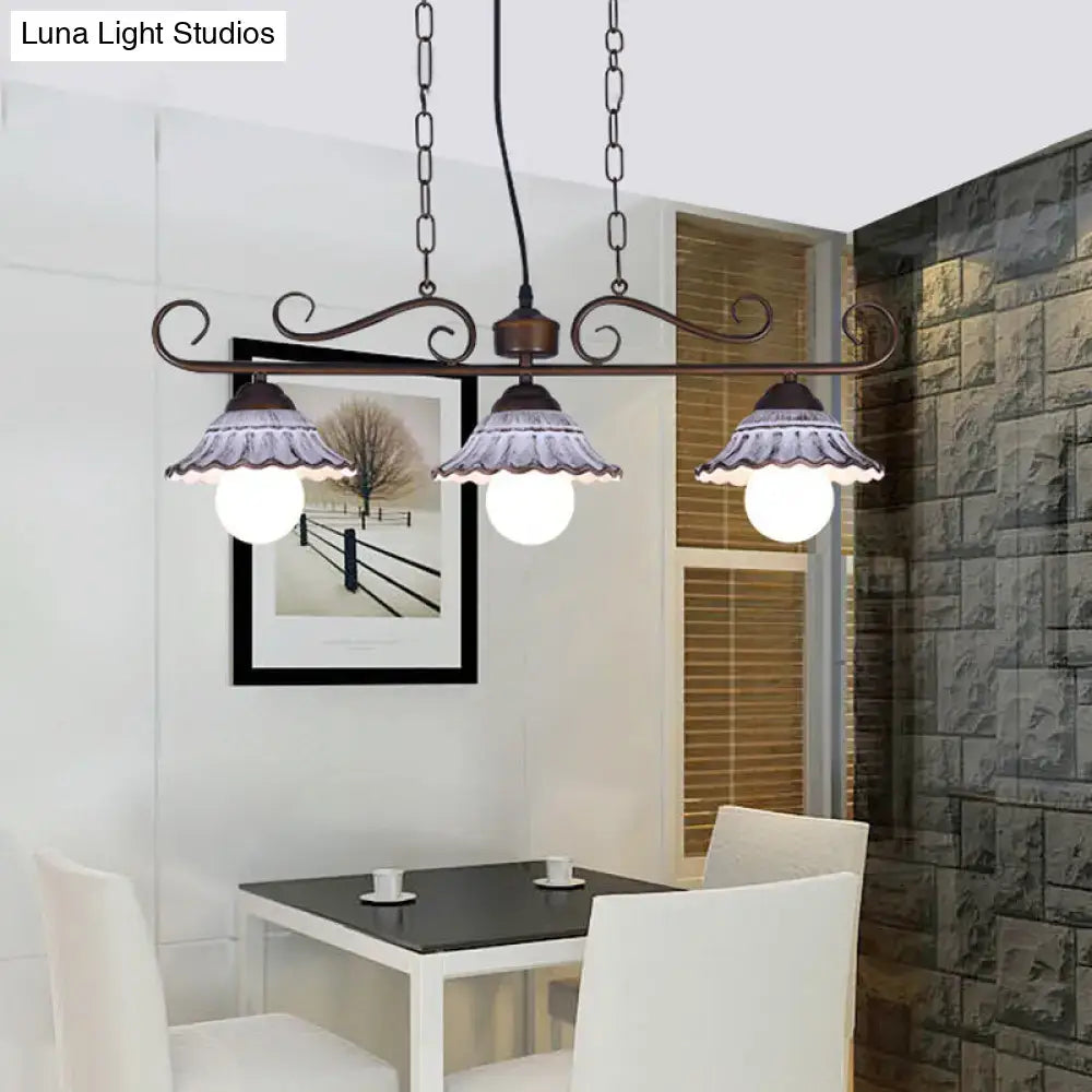 Bronze Scalloped Pendant Light