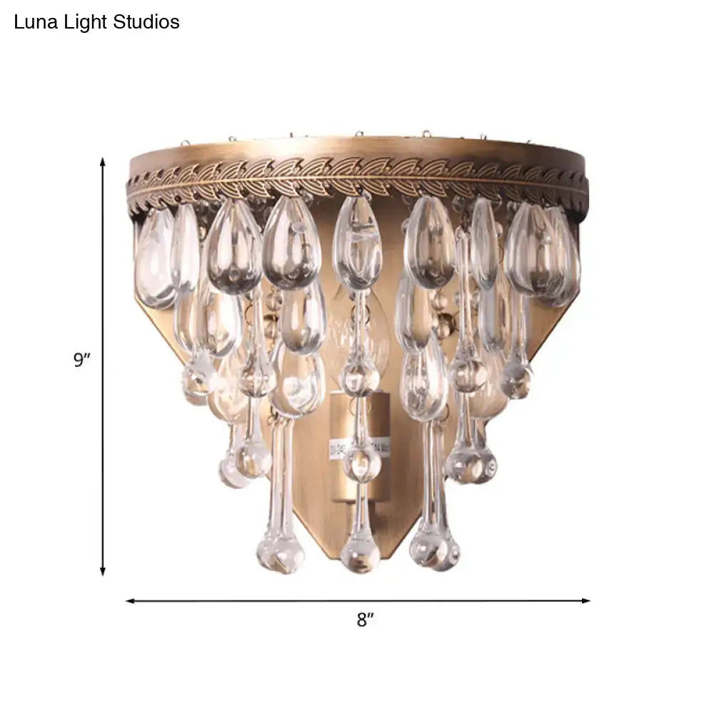 Bronze Crystal Teardrop Wall Sconce