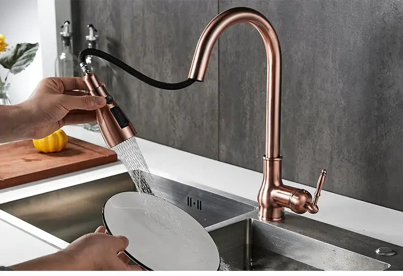 Bronze Pull-Down Kitchen Faucet