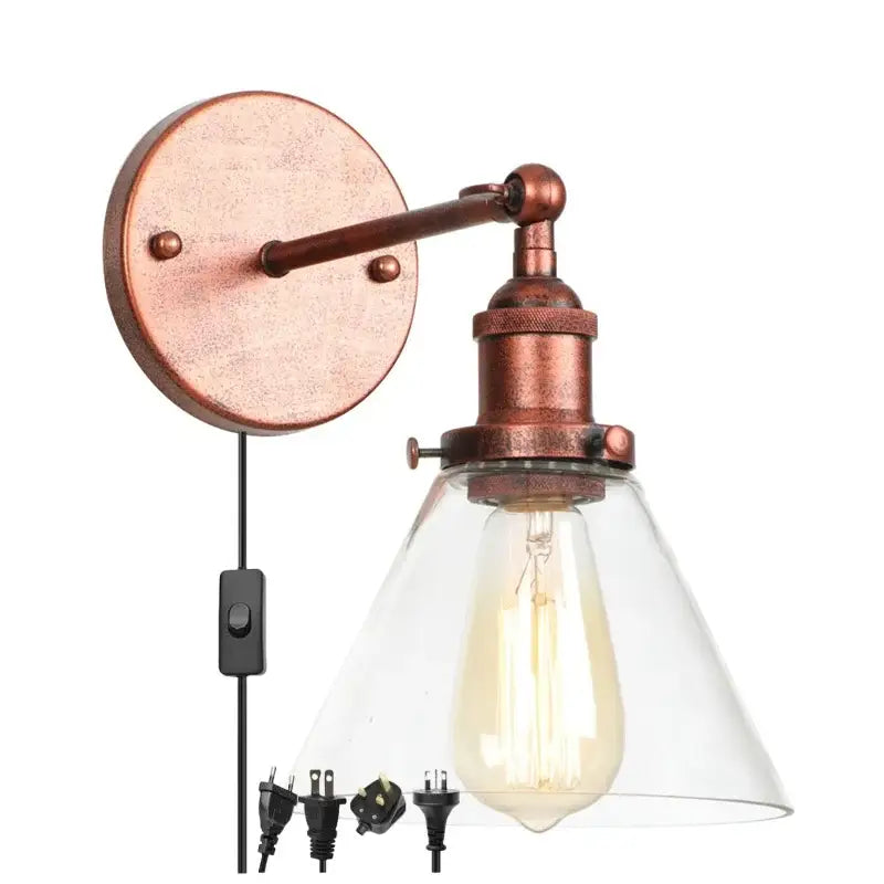 Antique Copper Glass Wall Lamp