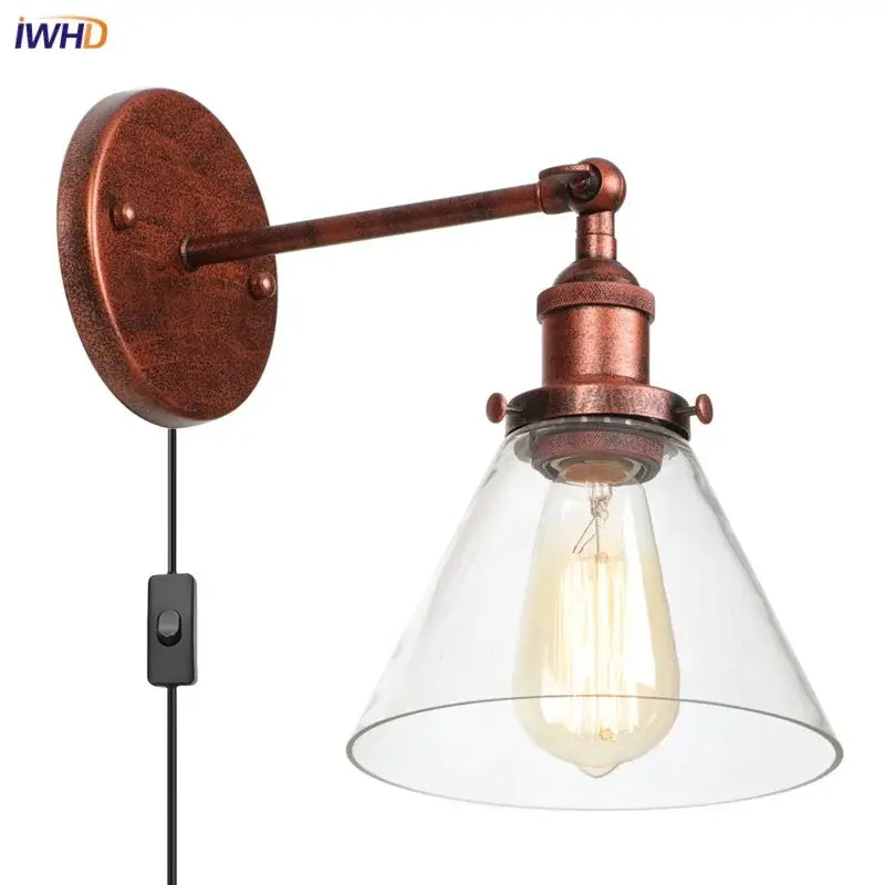 Antique Copper Glass Wall Lamp