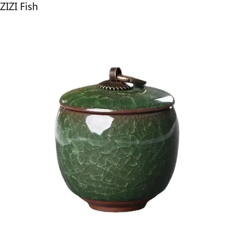 Green Crackle Tea Caddy