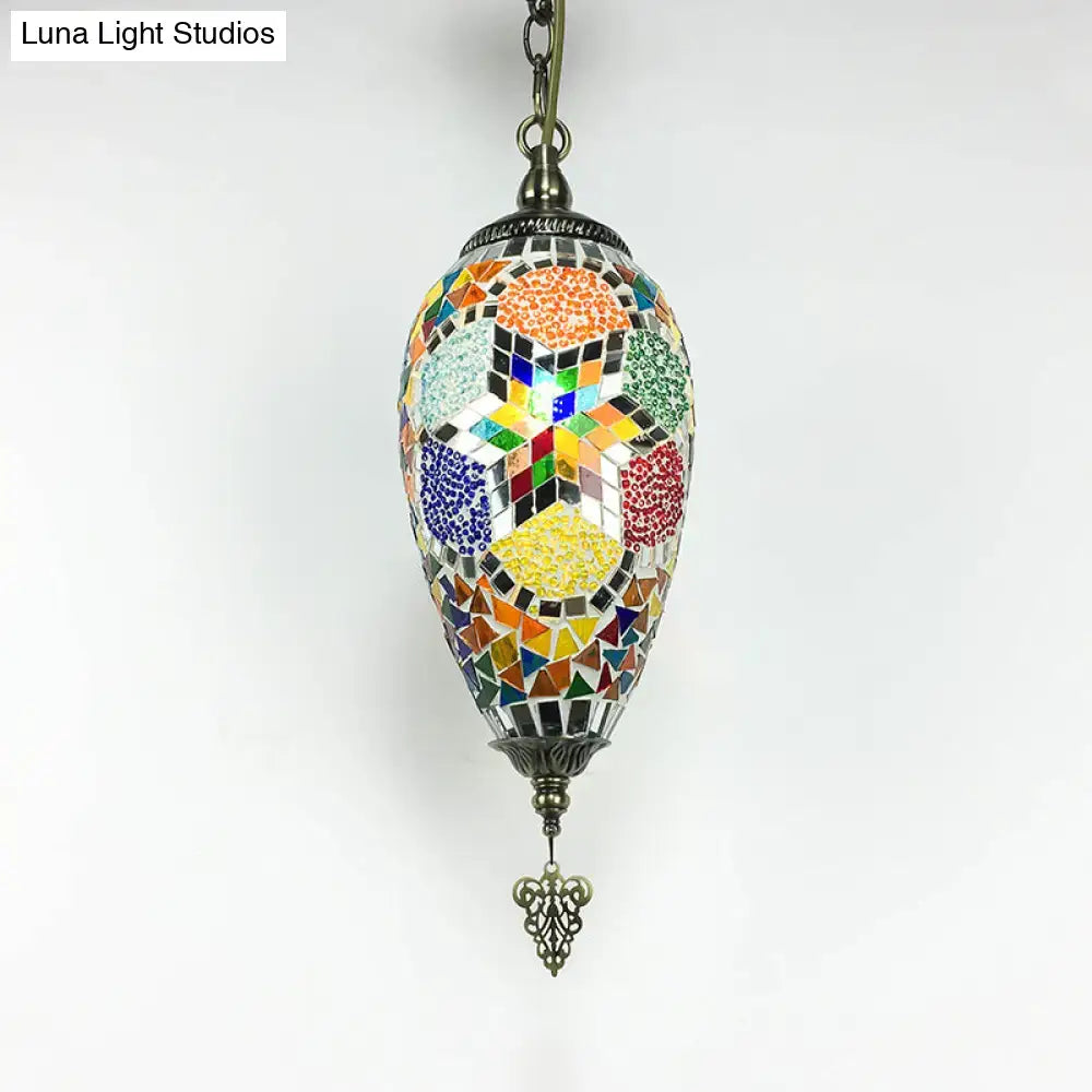 Bronze Glass Teardrop Three-Light Pendant