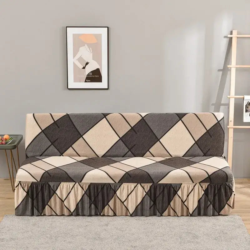 Beige Argyle Futon Cover