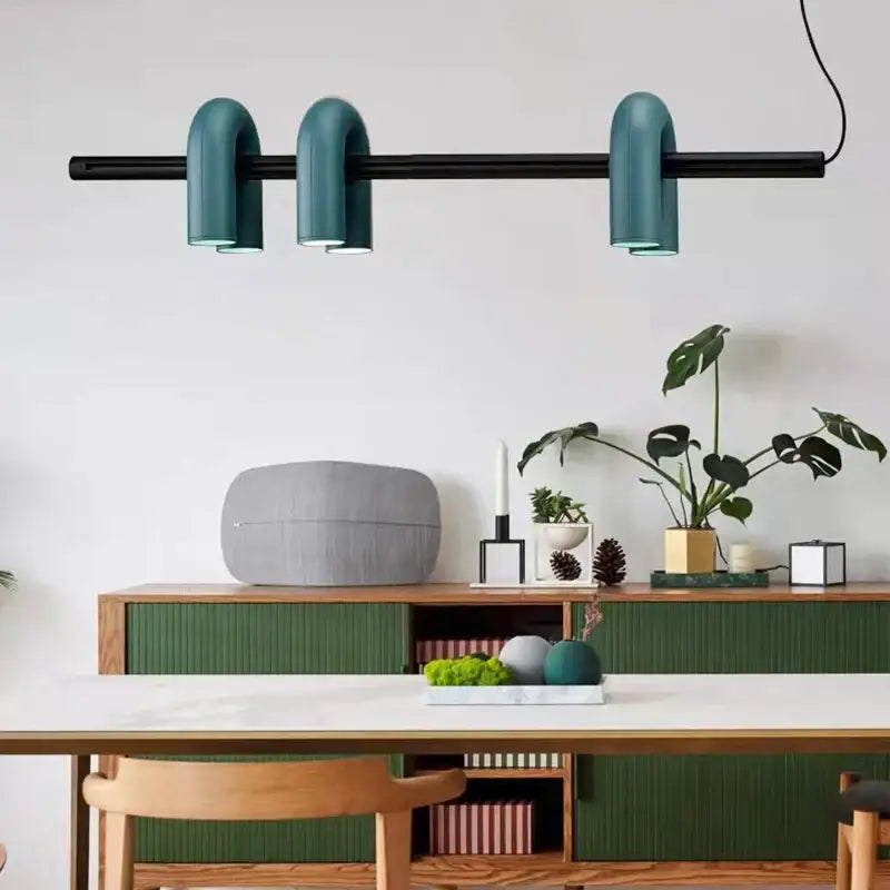 Teal Art Deco Pendant Light
