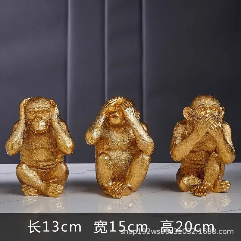 Gold Monkey Sculpture Decor