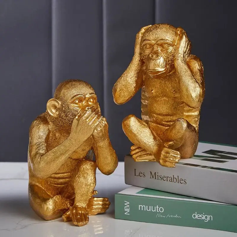 Gold Monkey Sculpture Decor