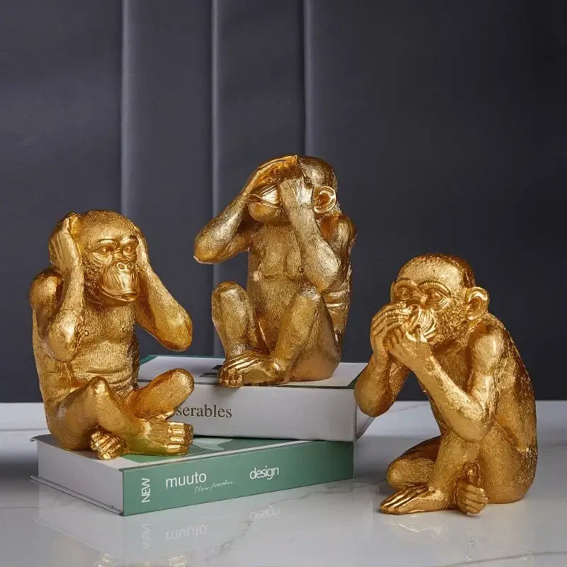 Gold Monkey Sculpture Decor