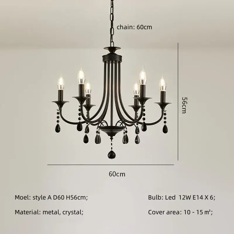 Black Crystal Metal Chandelier