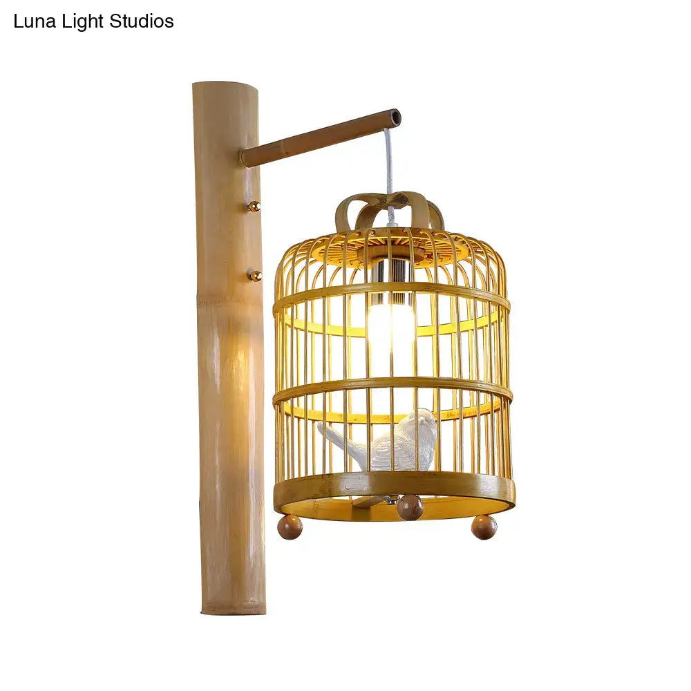 Wood Cage Design Wall Sconce Bedroom Lamp