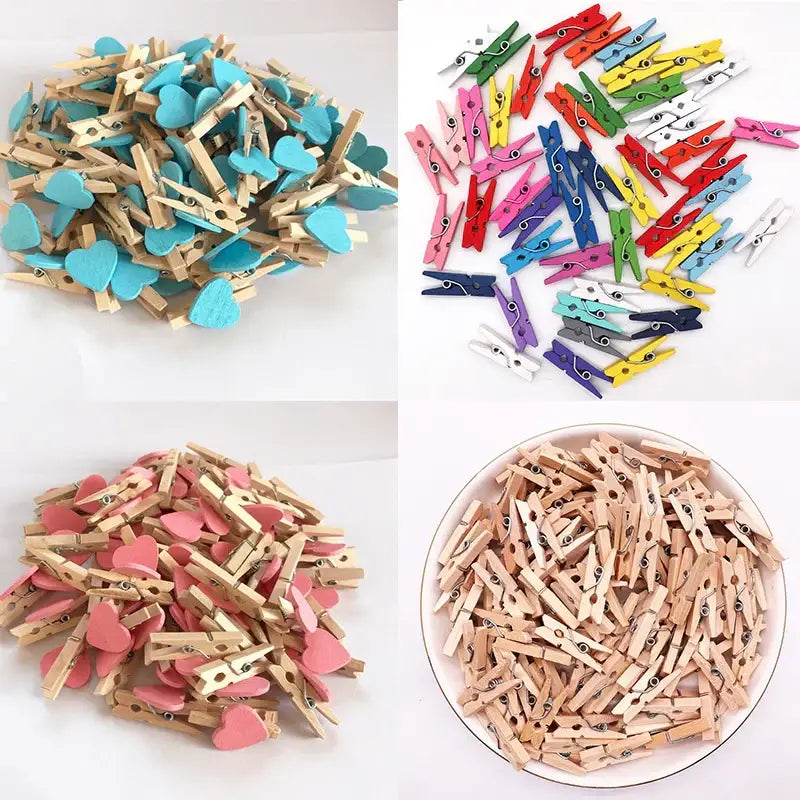 Colorful Wooden Photo Clips