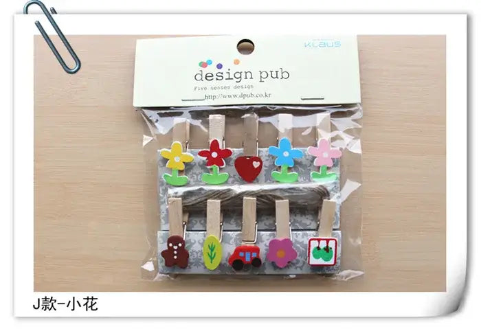 Colorful Wooden Photo Clips