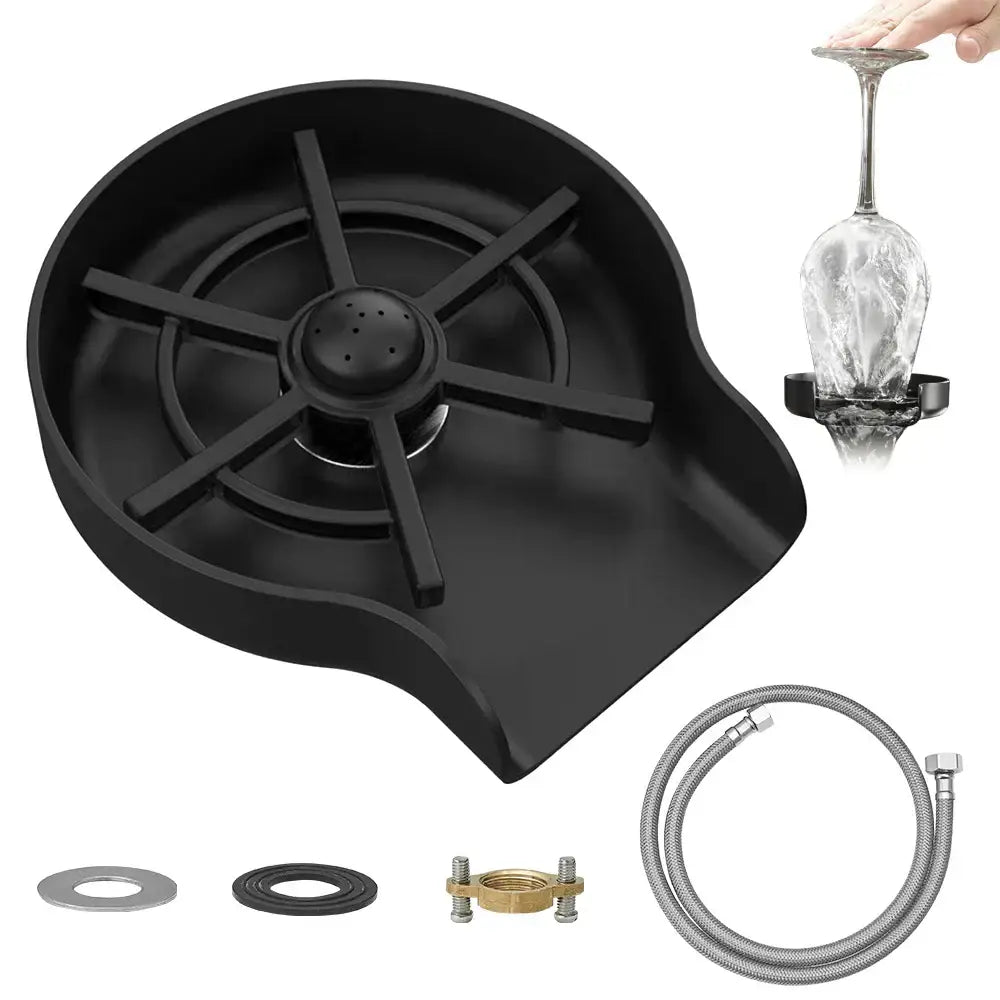 Black Automatic Glass Rinser For Home Bar