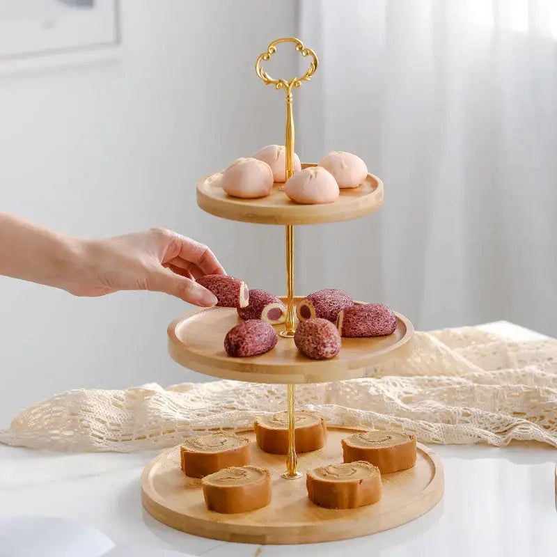 Bamboo Three-Tier Cake Stand