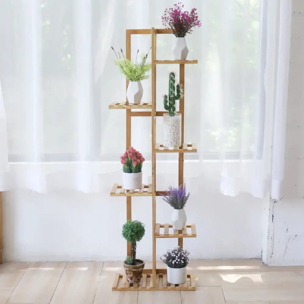 Bamboo Multi-Tier Plant Shelf
