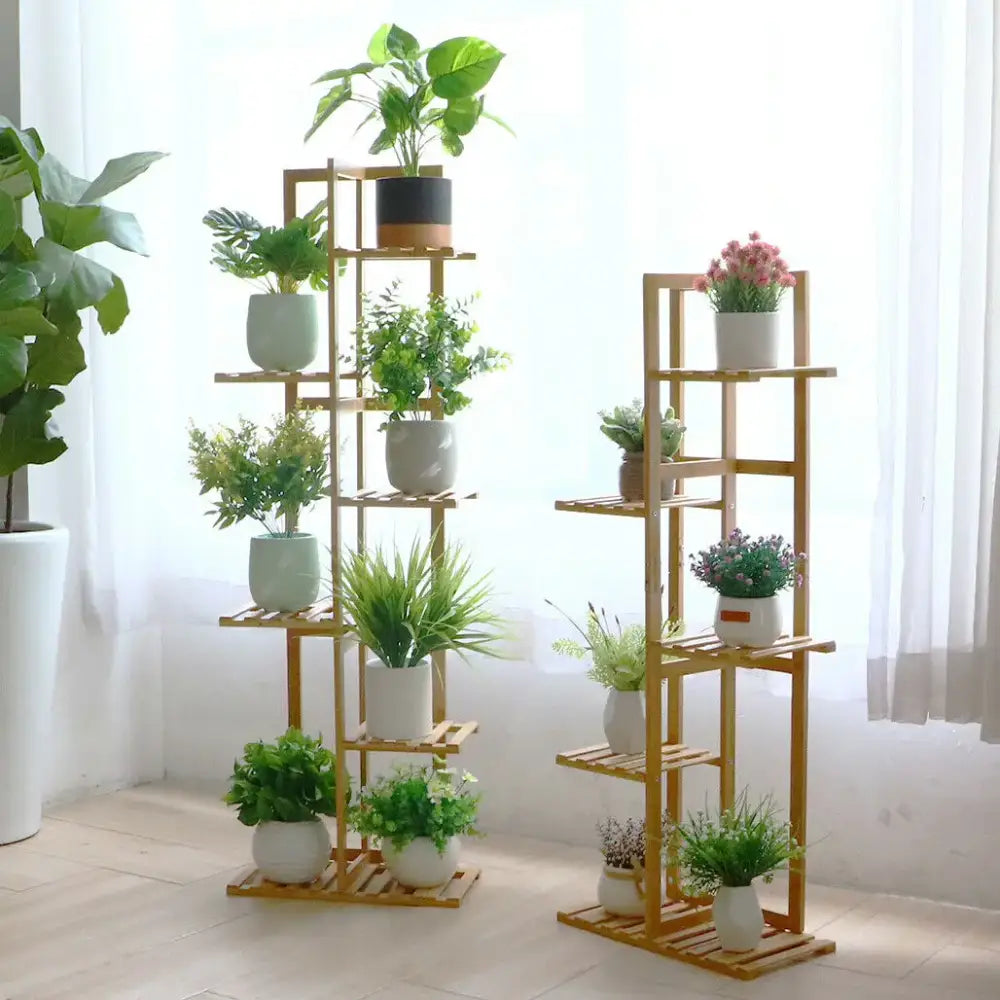 Bamboo Multi-Tier Plant Shelf