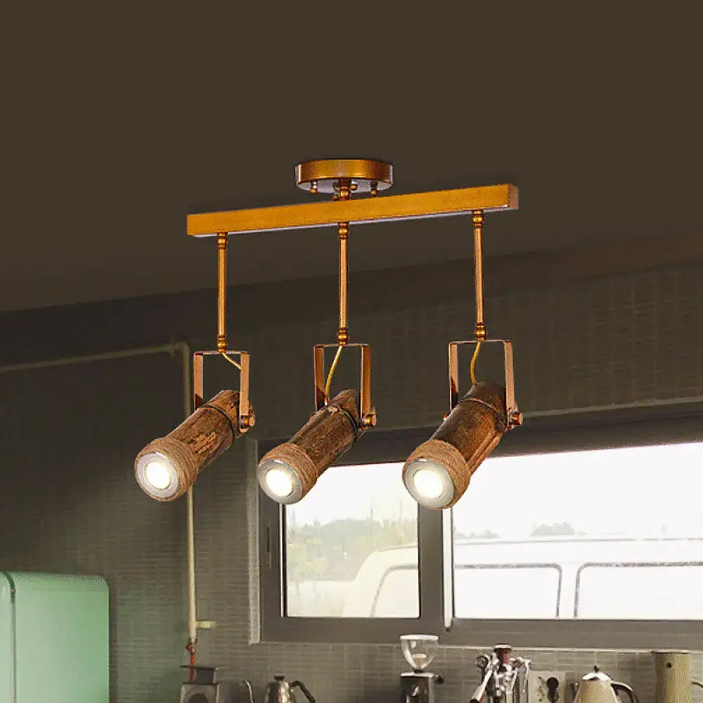 Bamboo Industrial Island Light