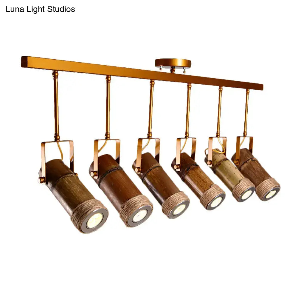 Bamboo Industrial Island Light
