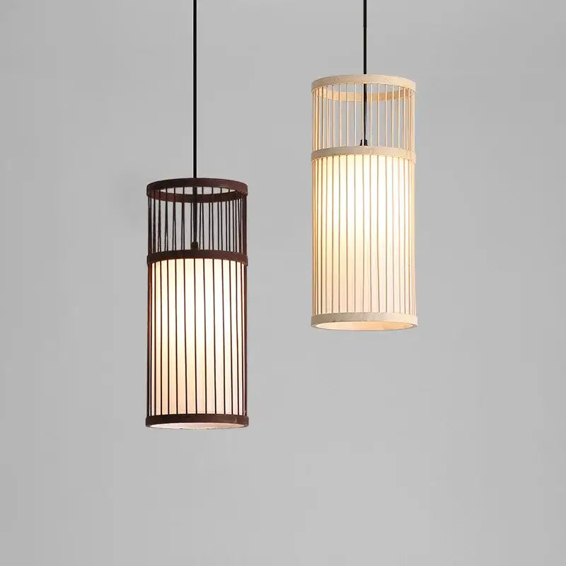 Bamboo Cylindrical Pendant Lamp