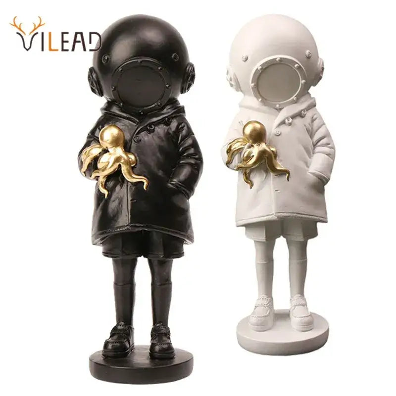 Resin Black White Sculpture