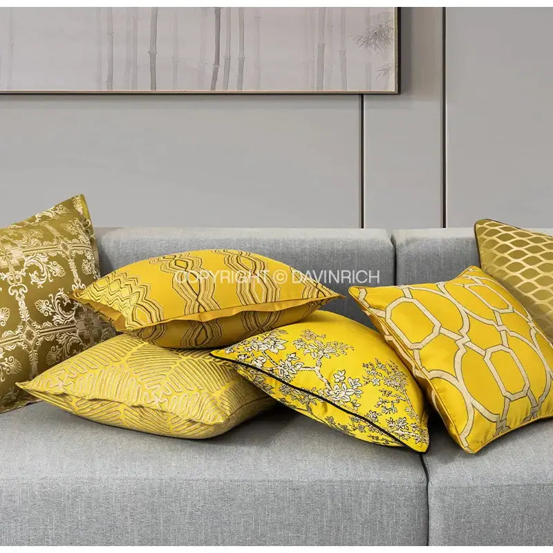 Gold Floral Cushion Covers