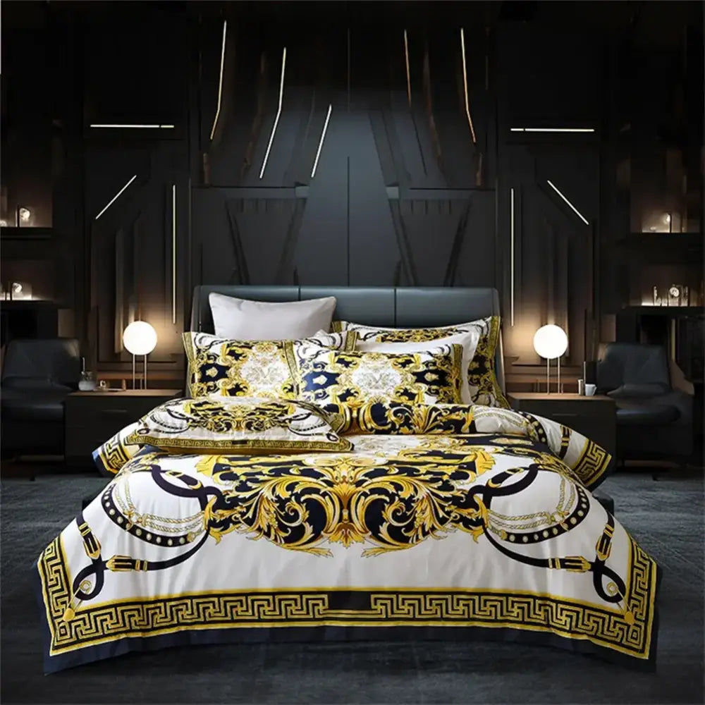 Navy Gold Egyptian Bedding