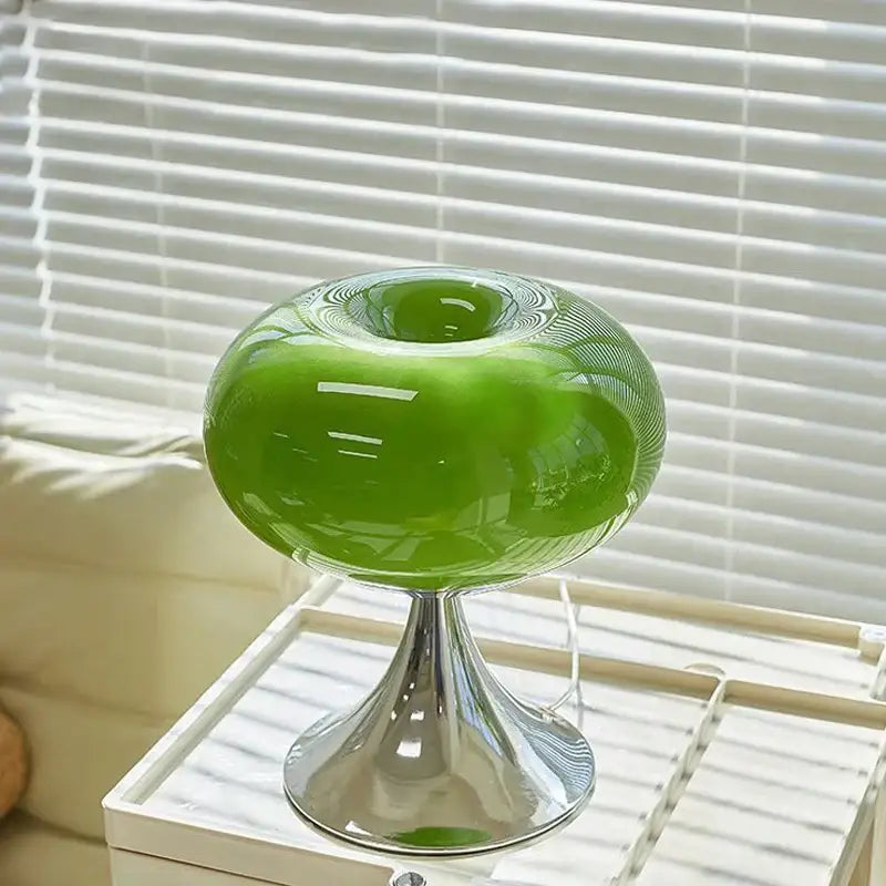 Chrome Base Glass Lamp
