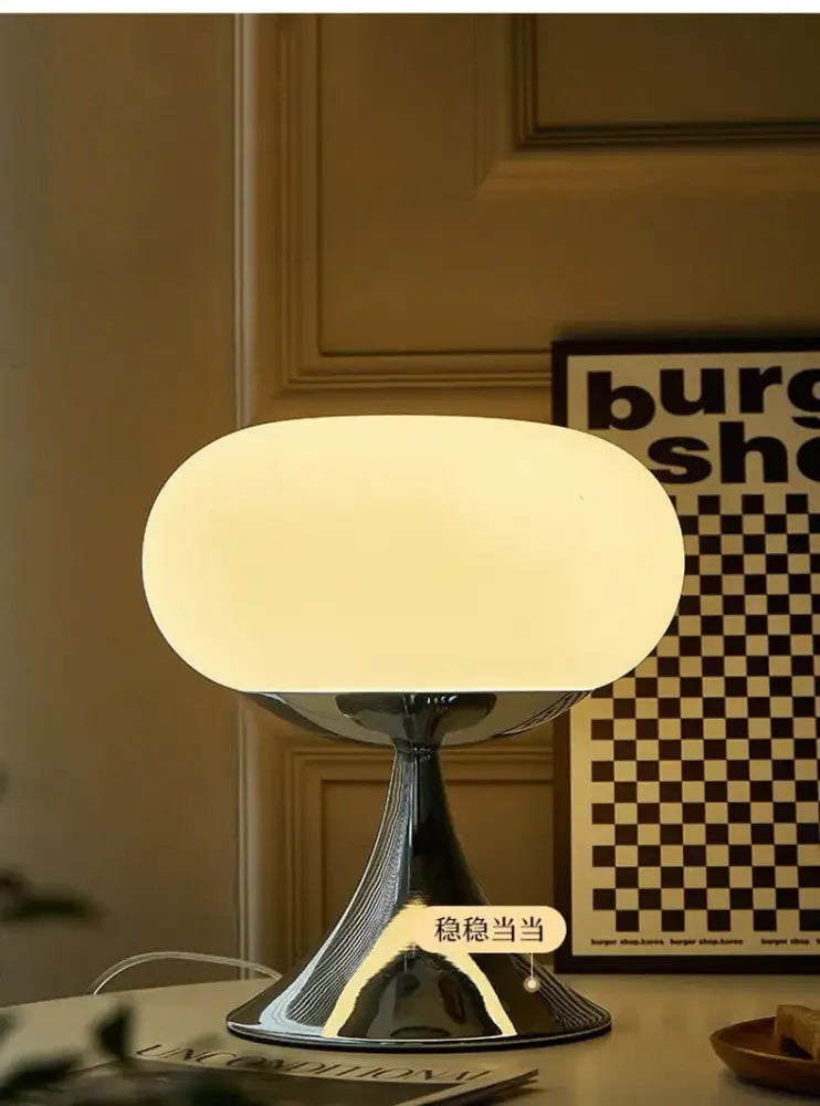 Chrome Base Glass Lamp