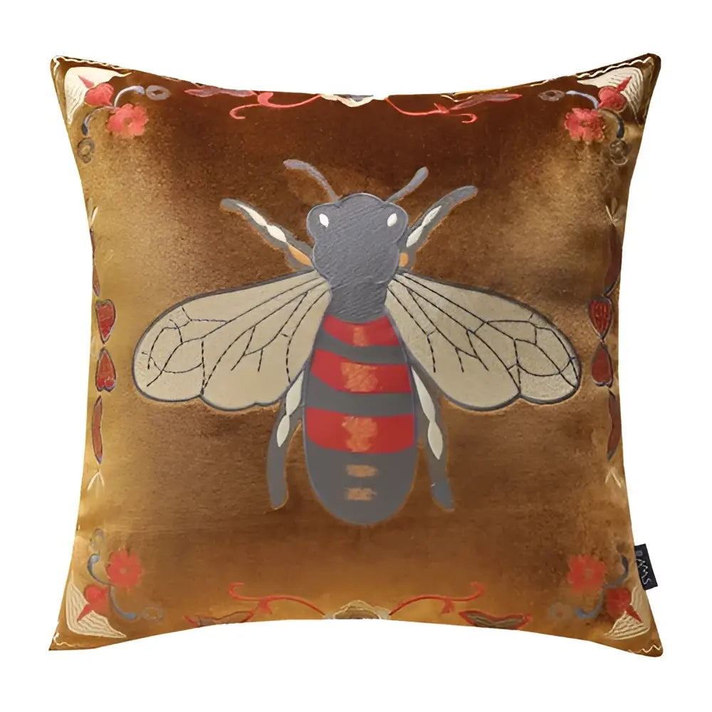 Bee Embroidery Cushion Cover