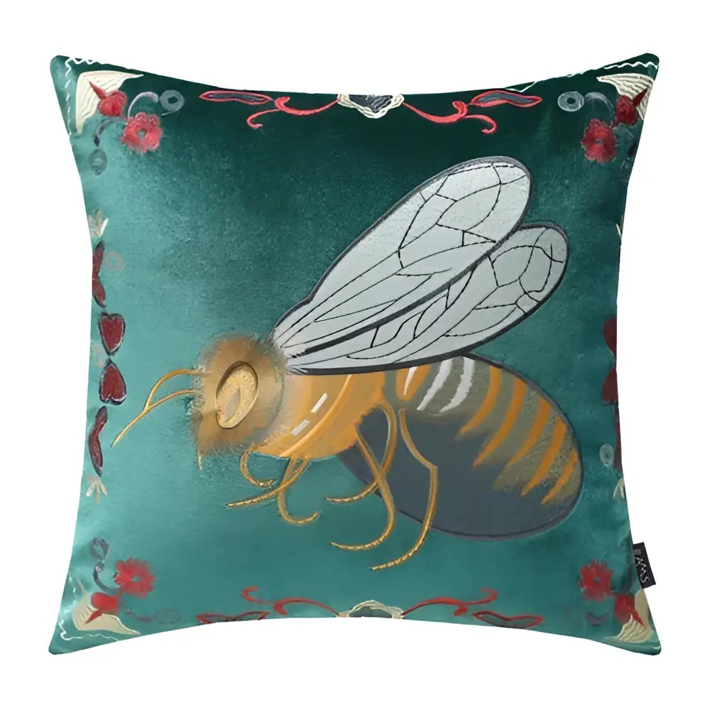 Bee Embroidery Cushion Cover