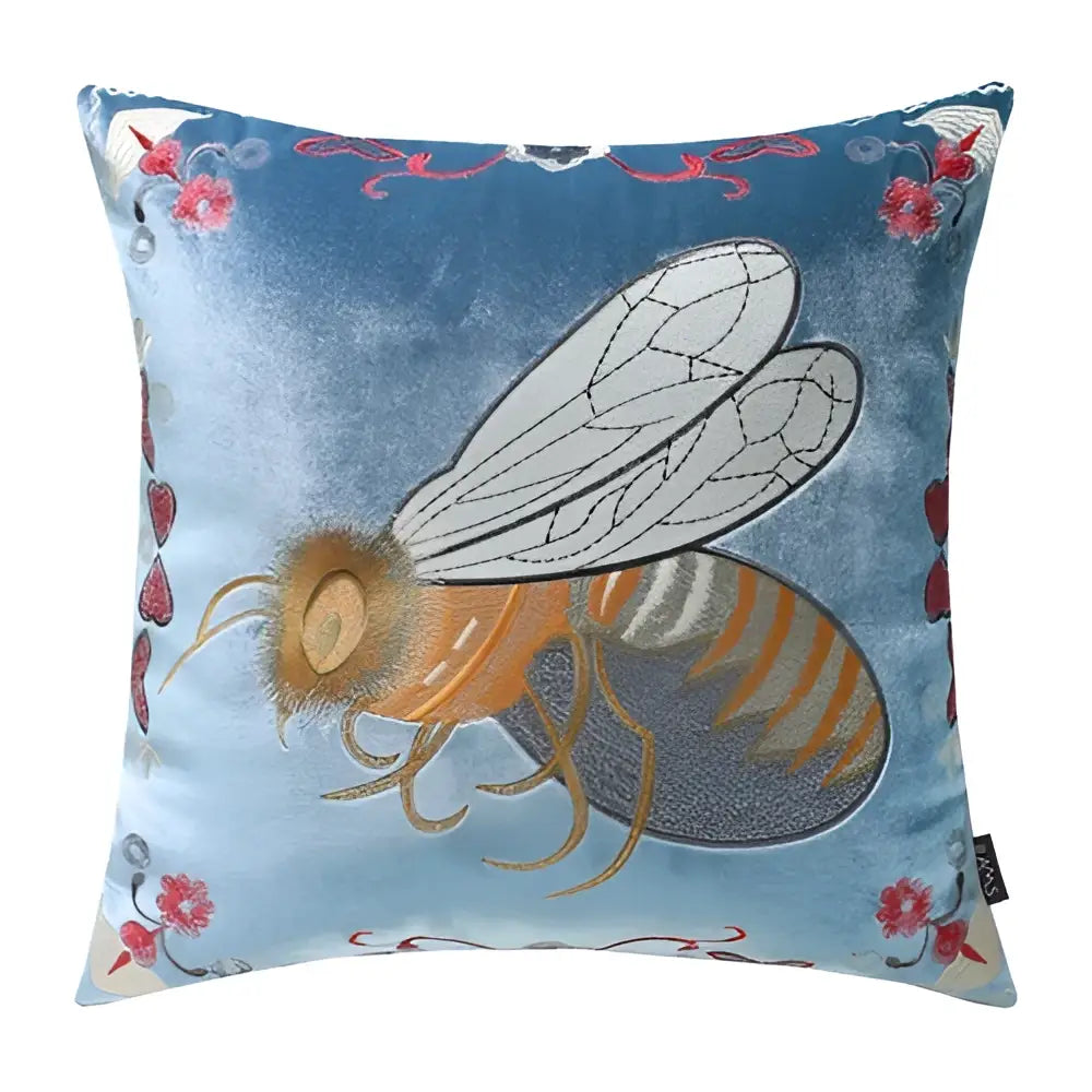 Bee Embroidery Cushion Cover